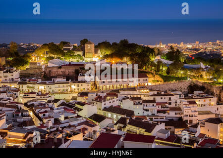 Weiße Dorf Mijas in der Abenddämmerung. Provinz Malaga Costa del Sol Andalusien Südspanien, Europa Stockfoto