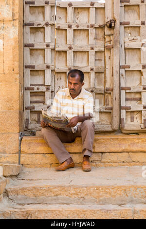 Strassenszene, Jaisalmer, Rajasthan, Indien Stockfoto
