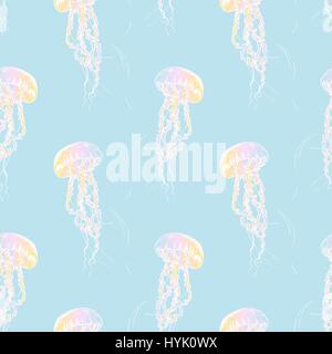 Hand gezeichnet Quallen. Vektor-Illustration. Meer-Sammlung. Stock Vektor