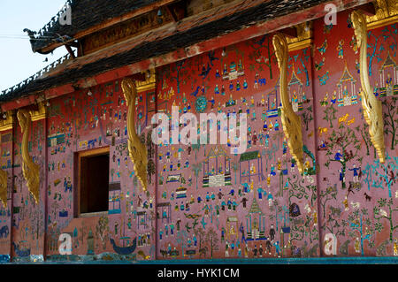 Die Rote Kapelle an Wat Xieng Thong, Luang Prabang Stockfoto