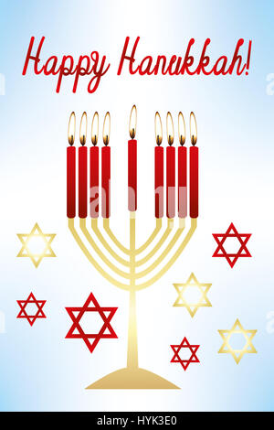 Illustrierte Karte für Hanukkah feiern Stockfoto