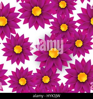 Nahtloses Muster Blume, Papier geschnitten, auf weißem Hintergrund Stock Vektor
