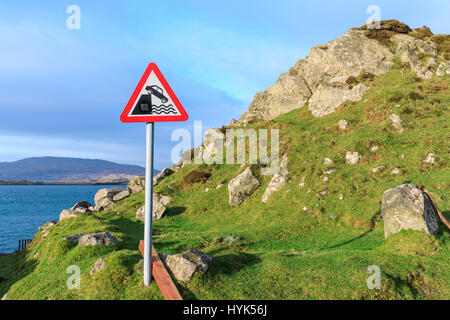 Kai Warnschild am Craignish Pier Stockfoto