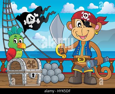Piraten-Affe-Thema 2 - eps10-Vektor-Illustration. Stock Vektor