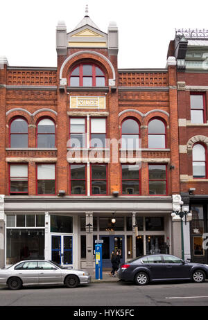 Schöne Architektur der historischen Milne-Gebäude in Old Town, Victoria, Britisch-Kolumbien, Kanada gebaut im Jahre 1891. Stockfoto