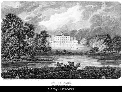 Eine Gravur der Stoke Park gescannt Buckinghamshire in hoher Auflösung aus einem Buch, gedruckt im Jahre 1812.  Kostenlos copyright geglaubt. Stockfoto