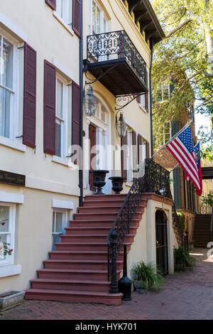 Savannah, Georgia.  Eliza Thompson House, ein Boutiquehotel. Stockfoto