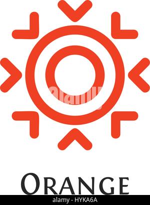 Isolierte abstrakt Runde Form orange Farbe Logo, Schriftzug Sonne, Schneeflocke-Vektor-illustration Stock Vektor