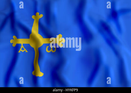 3D-Rendering einer Asturien Flagge winken Stockfoto