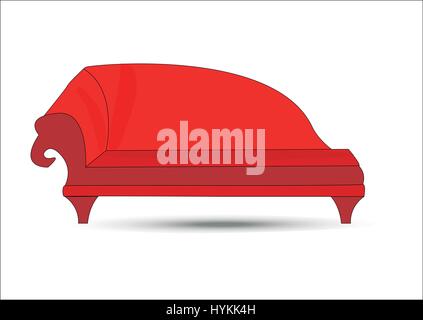 Großes rotes Sofa auf weißem Hintergrund Stock Vektor