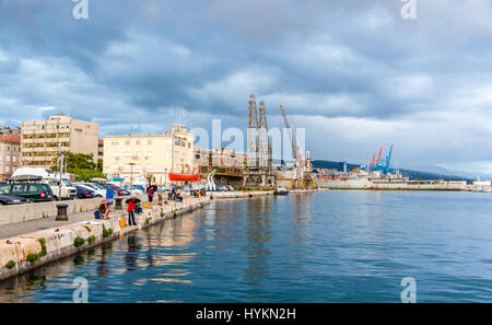 Blick auf Hafen Rijeka in Kroatien Stockfoto