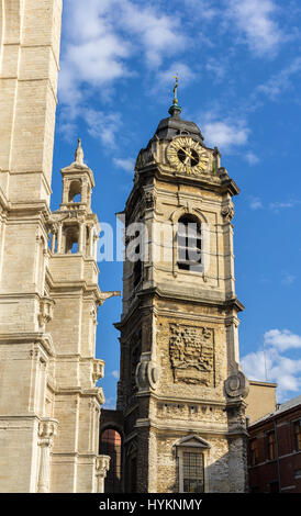 Saint Catherine Kirchturm in Brüssel Stockfoto
