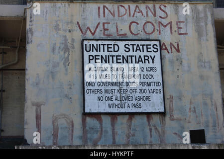 Gefängnis von Alcatraz. Das Gefängnis wurde Heimat einiger der berüchtigtsten Verbrecher des Tages; nämlich Al Capone. Stockfoto