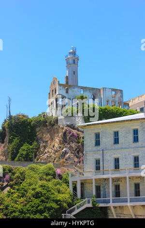 Gefängnis von Alcatraz. Das Gefängnis wurde Heimat einiger der berüchtigtsten Verbrecher des Tages; nämlich Al Capone. Stockfoto