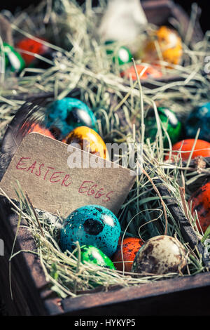 Eiern zu Ostern in kleine Holzkiste Stockfoto