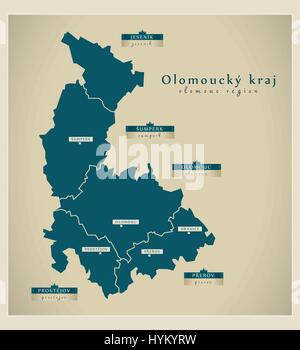 Moderne Karte - Olomoucky Kraj CZ Stock Vektor