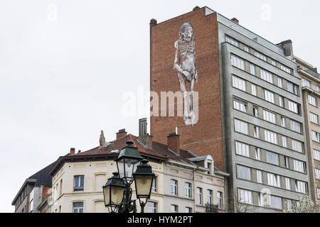 Wandmalereien an den Innenstadt-Gebäude in Brüssel Stockfoto