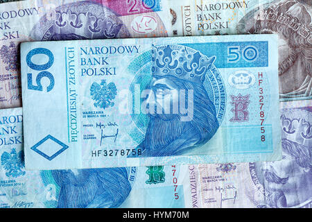 Fünfzig polnische Zloty Bill Stockfoto