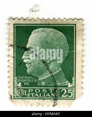GOMEL, WEIßRUSSLAND, 5. APRIL 2017. Briefmarke gedruckt in Italien zeigt, dass Bild von der Victor Emmanuel III war der König von Italien ab 29. Juli 1900 bis zu seiner abdica Stockfoto