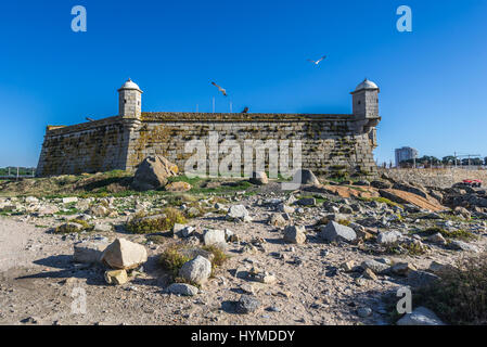 Festung von Sao Francisco Queijo (allgemein bekannt als Burg von Käse) in Nevogilde Zivilgemeinde der Stadt Porto, Portugal Stockfoto