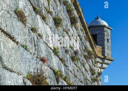 Wachturm von Fort Sao Francisco Queijo (allgemein bekannt als Burg von Käse) in Nevogilde Zivilgemeinde der Stadt Porto, Portugal Stockfoto