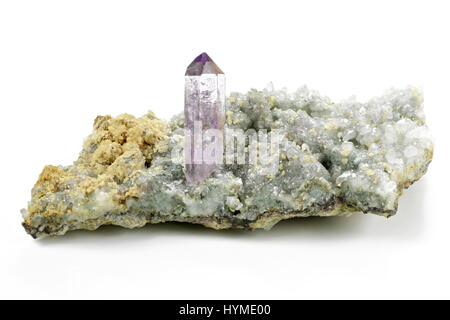 Amethyst mit Calcit in Osilo gefunden / Sardinien Stockfoto