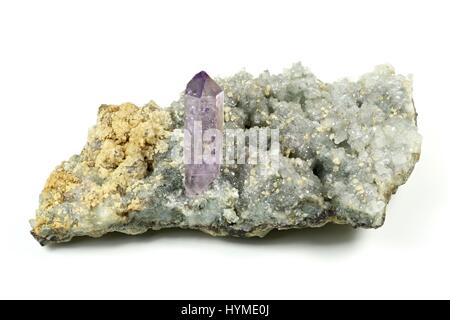 Amethyst mit Calcit in Osilo gefunden / Sardinien Stockfoto