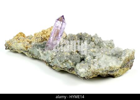 Amethyst mit Calcit in Osilo gefunden / Sardinien Stockfoto