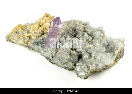 Amethyst mit Calcit in Osilo gefunden / Sardinien Stockfoto