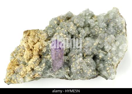 Amethyst mit Calcit in Osilo gefunden / Sardinien Stockfoto