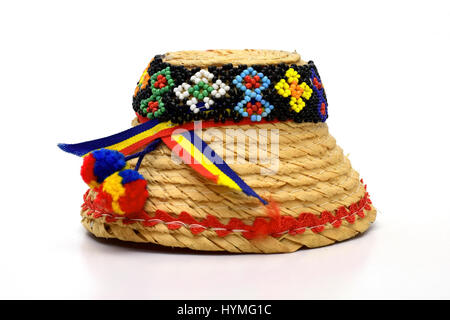 Maramures traditionellen Hut auf weißem Hintergrund Stockfoto