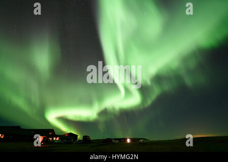 Aurora Borealis vom Hotel Ranga in Südisland Stockfoto