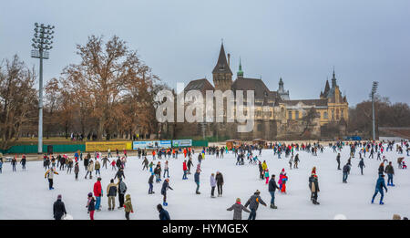 Eislaufen im Budapester Stadtpark, Dezember-18-2016 Stockfoto