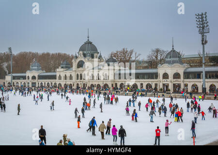 Eislaufen im Budapester Stadtpark, Dezember-18-2016 Stockfoto