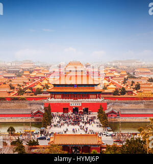 Luftbild von der verbotenen Stadt, Peking, China, quadratisches Format. Stockfoto
