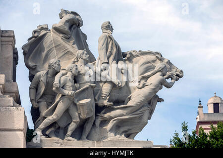 Denkmal für die Verfassung von 1812, dekoratives Detail gemacht in Stein, Cádiz, Andalusien, Spanien Stockfoto