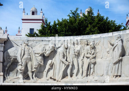 Denkmal für die Verfassung von 1812, dekoratives Detail gemacht in Stein, Cádiz, Andalusien, Spanien Stockfoto