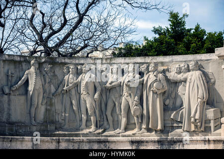 Denkmal für die Verfassung von 1812, dekoratives Detail gemacht in Stein, Cádiz, Andalusien, Spanien Stockfoto