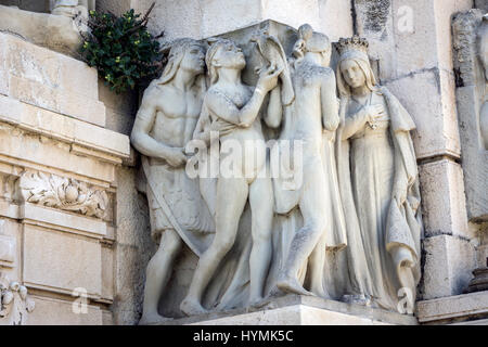 Denkmal für die Verfassung von 1812, dekoratives Detail gemacht in Stein, Cádiz, Andalusien, Spanien Stockfoto