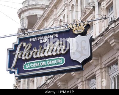 Alten Restaurant Zeichen von El Floridita Bar in Alt-Havanna (La Habana Vieja), Kuba Stockfoto