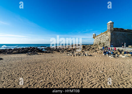 Festung von Sao Francisco Queijo (allgemein bekannt als Burg von Käse) in Nevogilde Zivilgemeinde der Stadt Porto, Portugal Stockfoto