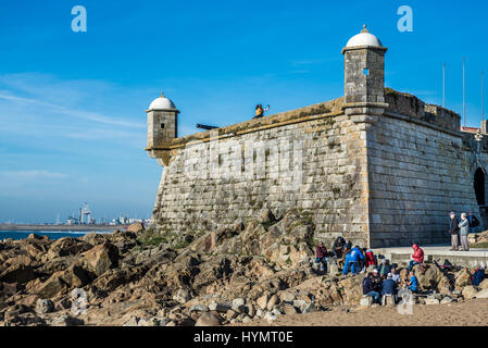 Festung von Sao Francisco Queijo (allgemein bekannt als Burg von Käse) in Nevogilde Zivilgemeinde der Stadt Porto, Portugal Stockfoto