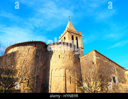 Blick von der romanischen Kirche Sant Llorenç in dokumentarische De La Selva, Girona - Spanien Stockfoto