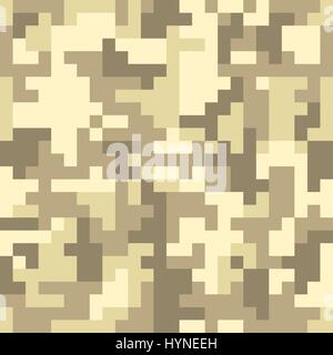 Pixel-Camo-nahtlose Muster. Braune Wüste oder Dschungel Tarnung Stock Vektor