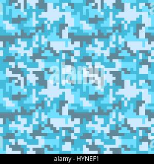 Pixel-Camo-nahtlose Muster. Fashion blau trendige Camouflage für Spieleindustrie Stock Vektor