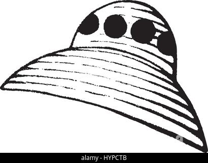 Vektor-Illustration eines Stils Notizbrett Tusche Zeichnung ein außerirdisches Raumschiff Stock Vektor