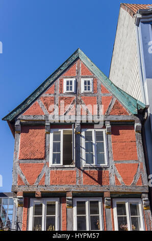 Alte halbe Fachwerkhaus im Zentrum von Stade, Deutschland Stockfoto