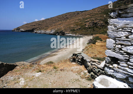 Halkolimionas Strand. Insel Andros. Kykladen, Griechenland. Stockfoto