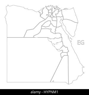 Ägypten Überblick Silhouette Karte Abbildung mit Provinzen Stock Vektor