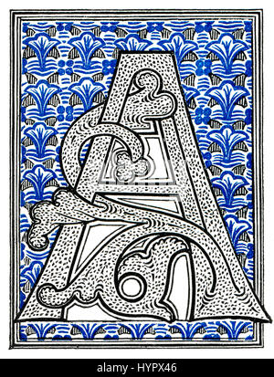 Buchstaben, Initialen aus dem 11. Jahrhundert verziert Stockfoto